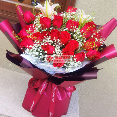 德阳30朵红玫瑰百合，做你余生故事里的人